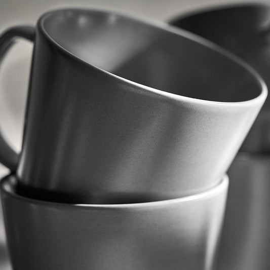 SPRINGLANE Geschirrset 16-tlg. Sweet Scandi, Anthrazitfarbiges Geschirrservice für 4 Personen aus New Bone Keramik, skandinavisches Design, matt