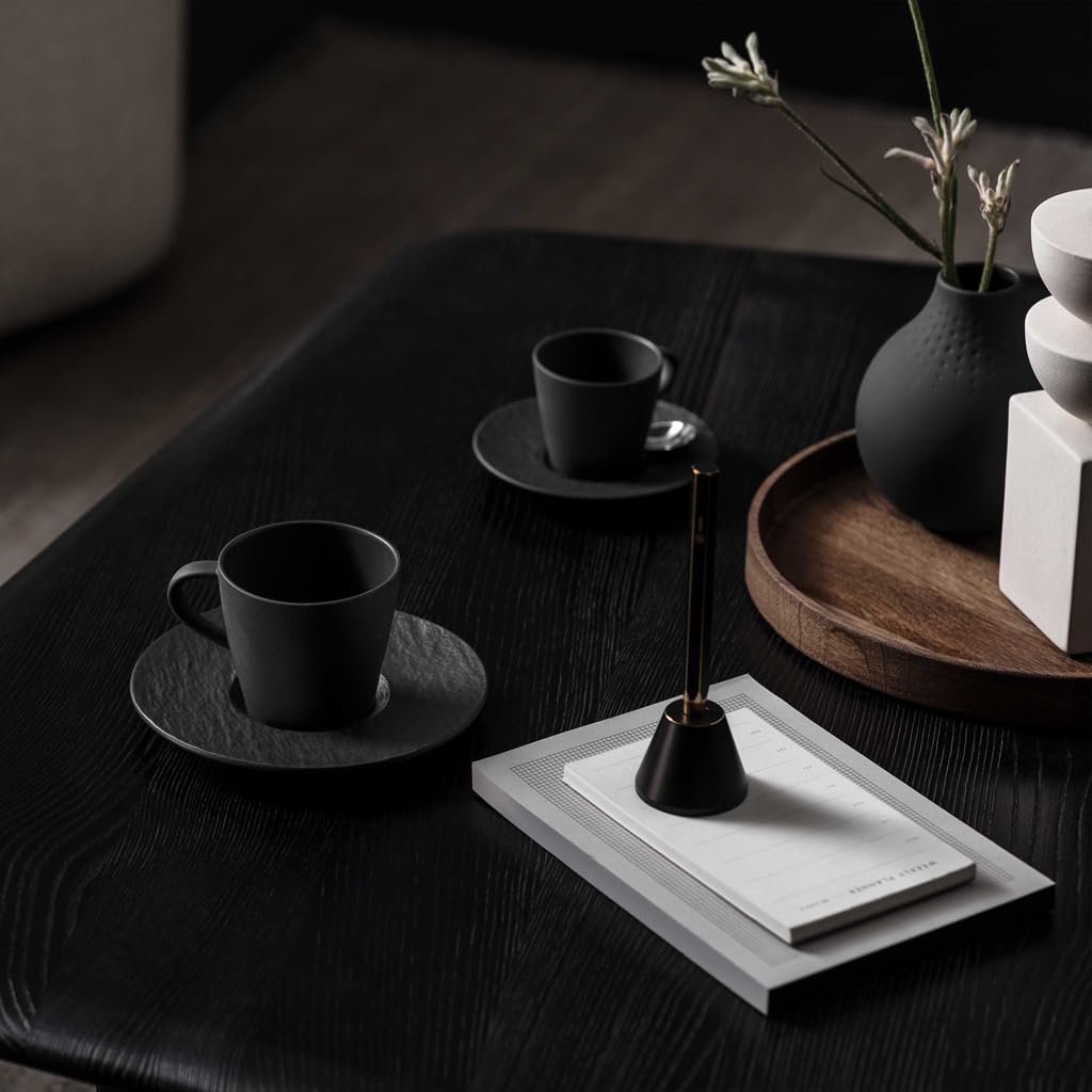 Villeroy & Boch – Manufacture Frühstücks-Set 6 teilig Schwarz, Spülmaschinenfest, Mikrowellensicher, Geschirrset, Geschirr Set mit Frühstückstellern, Tassen und Schüsseln, Premium Porzellan