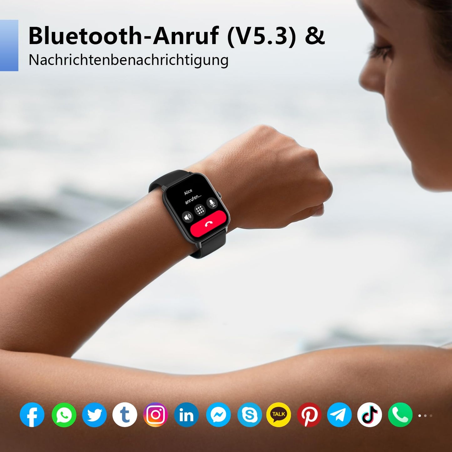 Smartwatch Herren mit Telefonfunktion, Alexa eingebaute, 1.8'' Fitnessuhr Damen mit Herzfrequenz, SpO2, Schlaf, Stress Monitor, 100+ Sportmodi, IP68 Wasserdicht Schrittzähler Uhr Damen für Android iOS