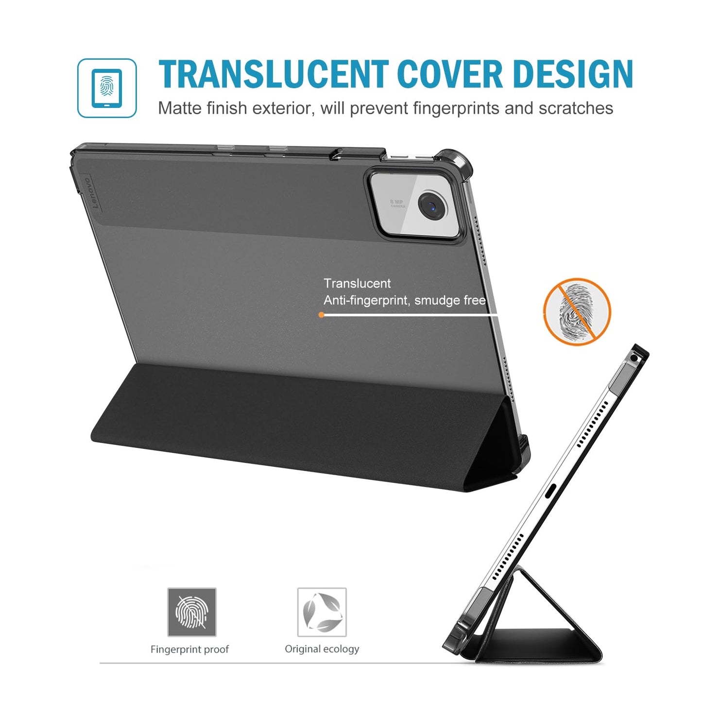 ProCase Hülle für 11" Lenovo Tab M11 2024 mit Stifhalter, Ultra-Dünn & Leicht Smart Case Cover- Schwarz