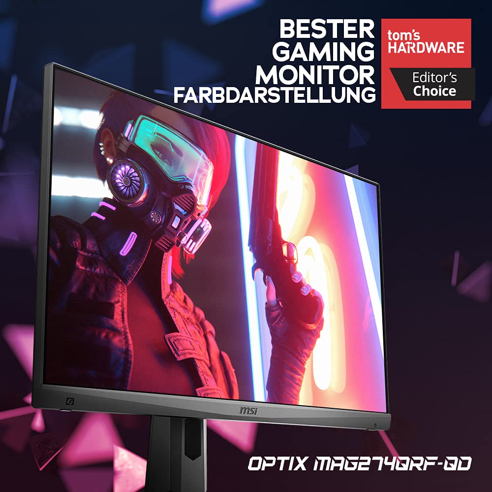 MSI Optix MAG274QRFDE-QD 27 Zoll (69 cm) Gaming Monitor, WQHD (2560x1440), Rapid IPS, 165Hz, 1ms, Flat, G-Sync, Quantum Dot, HDR, HDMI, DisplayPort, schwarz