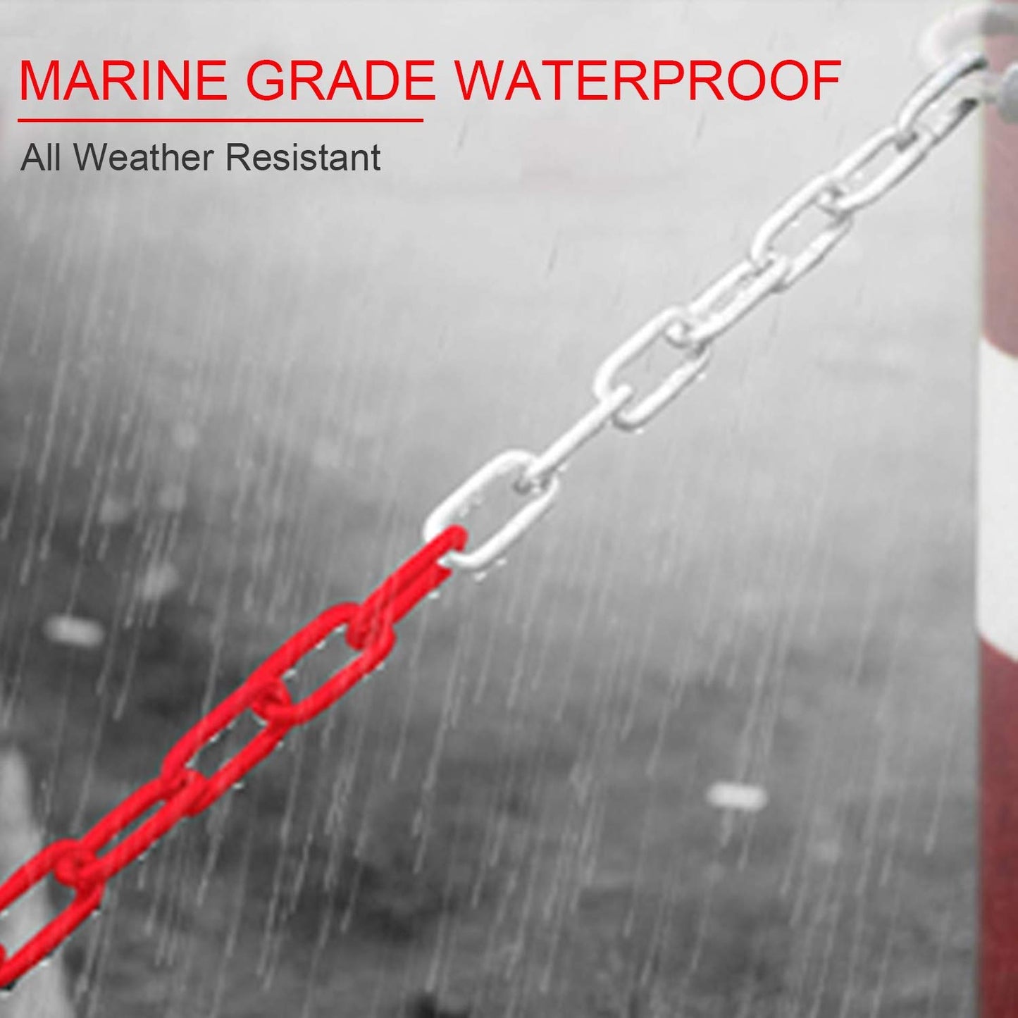 25m Absperrkette Plastikkette Kunststoffkette rot/weiß Ø 6mm Kette Warnkette Parkplatz Parkplatzsperre Kette Kunststoff