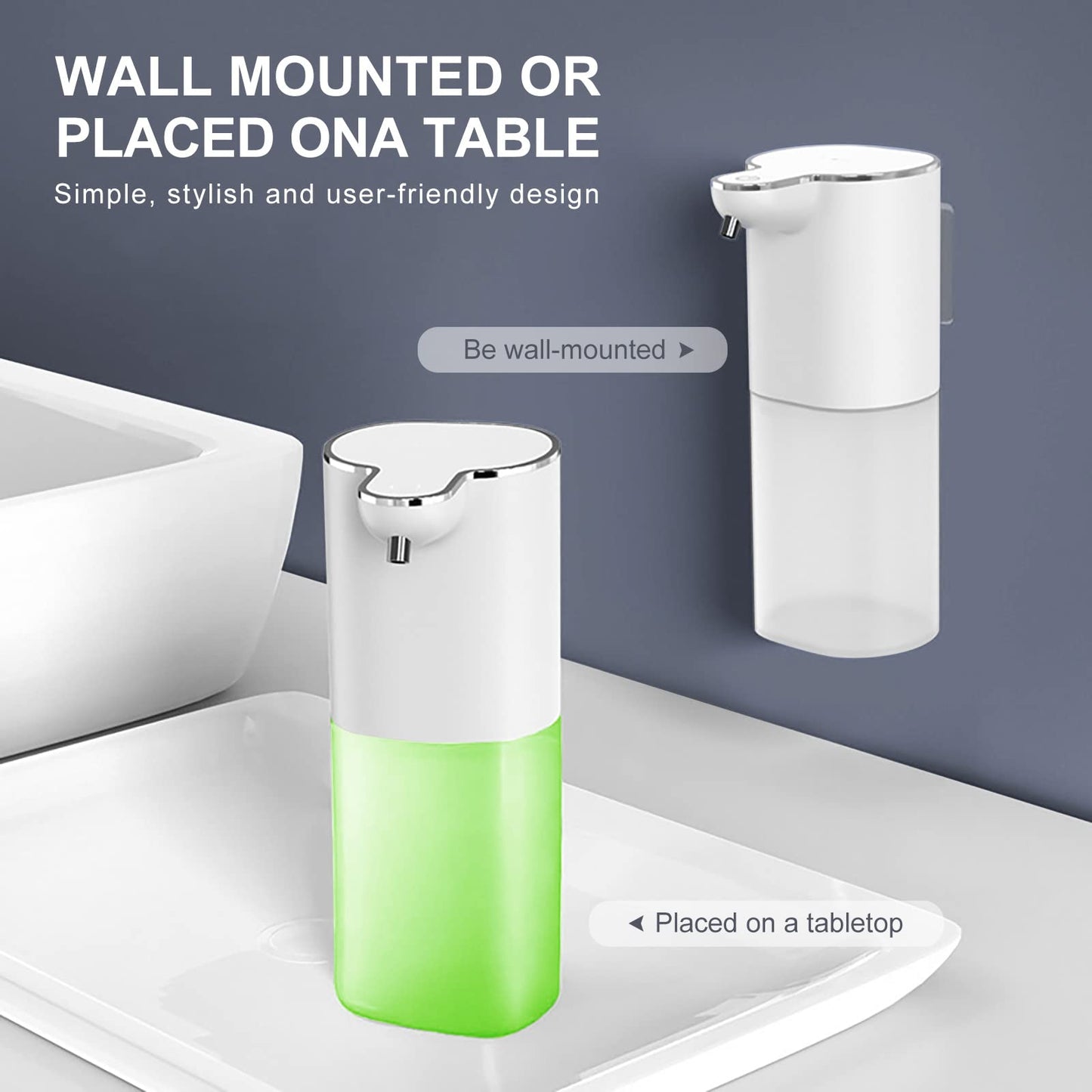 Cuteefun Automatisch Seifenspender, USB Aufladbar, 4 Stufen Kontrolle Schaumseifenspender, 400ml Elektrischer Seifenspender, Seifenspender Wandbefestigung Ohne Bohren für Bad, Küche