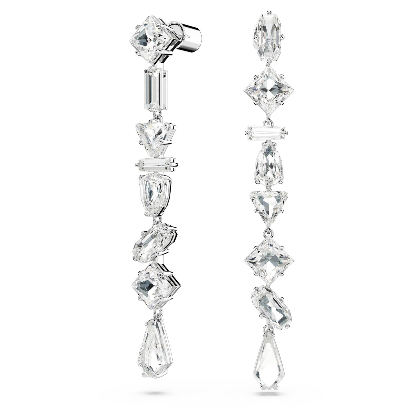 Swarovski Mesmera Drop-Ohrhänger, Weiße und Rhodinierte Ohrringe mit Strahlenden Swarovski Kristallen
