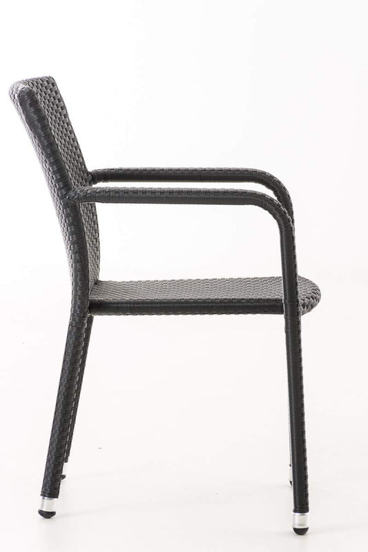 CLP Polyrattan-Gartenstuhl Leonie I Pflegeleichter Outdoor-Stapelstuhl I Wetterbeständiger Gartenstuhl I erhältlich, Farbe:schwarz