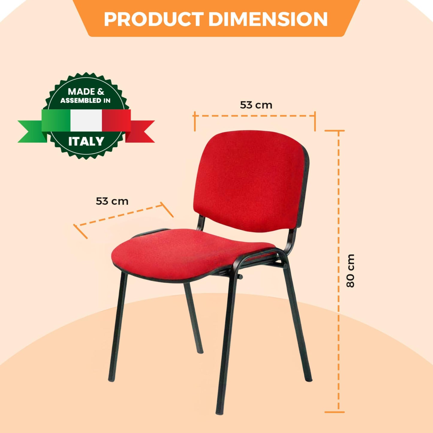 Topsit Büro & More 4er Set Besucherstuhl ISO, Bequemer Konferenzstuhl, stapelbar, mit gepolsterter Sitzfläche und Rückenlehne (Rot)