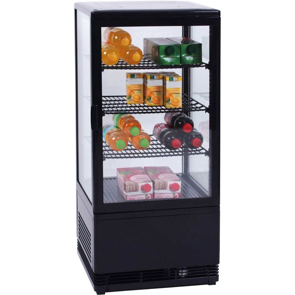 ZORRO - Kühlvitrine schwarz Kuchenvitrine Gastro - 80 Liter - R600A - 4-Seitig Doppelverglast