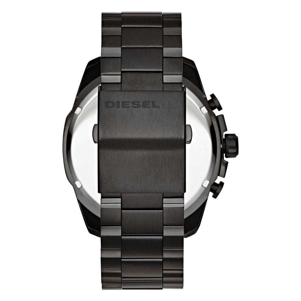 Diesel Herrenuhr Mega Chief, Chronographenwerk, 59 mm, schwarzes Edelstahlgehäuse mit Edelstahlarmband, DZ4318