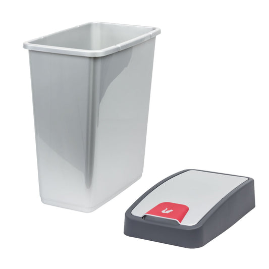keeeper Premium Abfallbehälter mit Flip-Deckel, Soft Touch, 25 l, Magne, Silber
