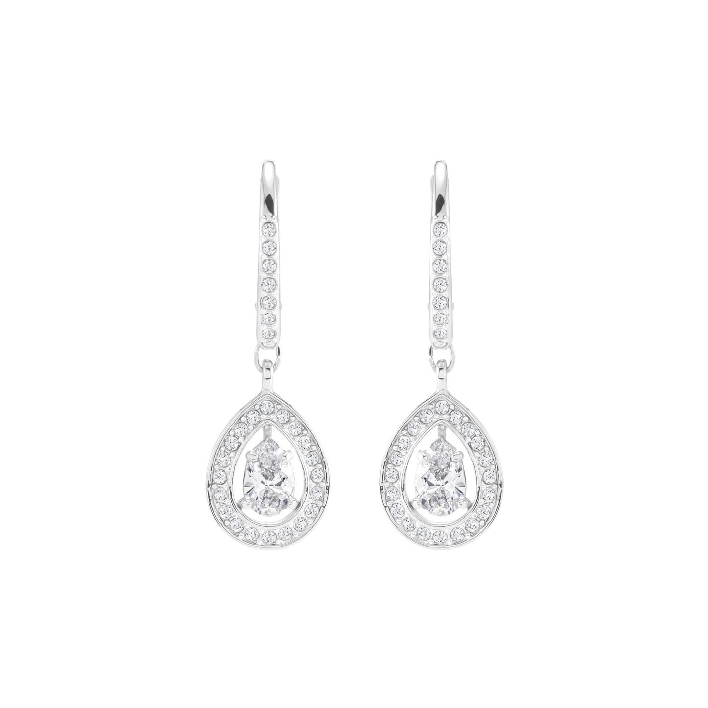 Swarovski Angelic Drop-Ohrhänger, Tropfenschliff, Weiß, Rhodiniert
