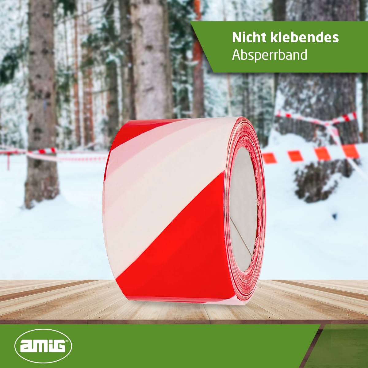 Amig - 4-er Set Absperrband | Hergestellt aus Niederdruck-Polyethylen LDPE | Maße: 200 m Länge x 70 mm Breite | Signalband zur Abgrenzung von Sicherheitsbereichen | Farbe: Rot und Weiß