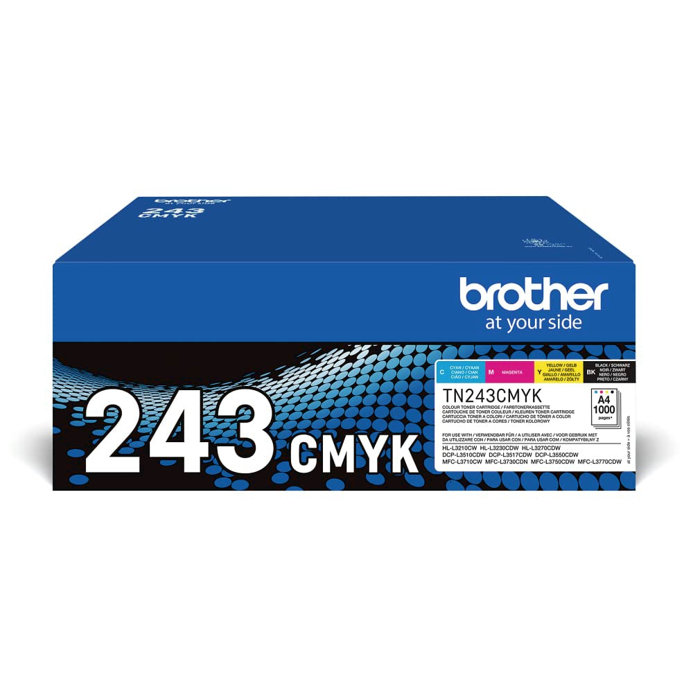 Brother TN-243CMYK Original Tonerkartusche Druckt bis zu 1000 Seiten, cyan, magenta, gelb und schwarz, 1er Pack