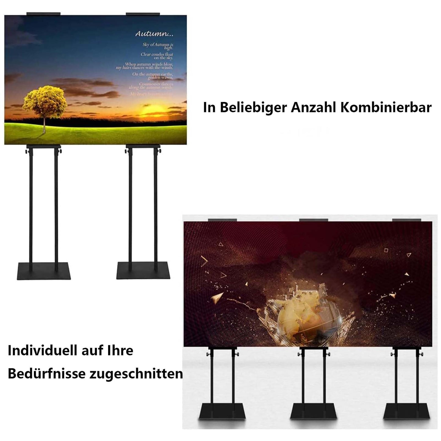 ybaymy Plakatständer Infoständer Doppelseitiger Plakatständer Verstellbarer Metall Informationsständer Präsentationsständer Werbeständer Posterständer Schnapprahmen mit Sockel(Schwarz)