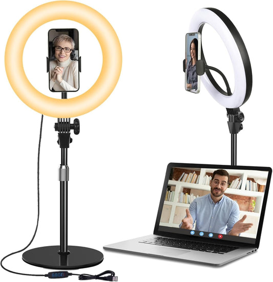 Ringlicht mit Stativ,Ring Light Tisch Selfie Licht Ringleuchte Lichtring,10.5 Zoll 3 Lichtfarben 10 Helligkeiten LED Ring Licht Handy stativ mit licht für Makeup/YouTube/Fotografie/TikTok