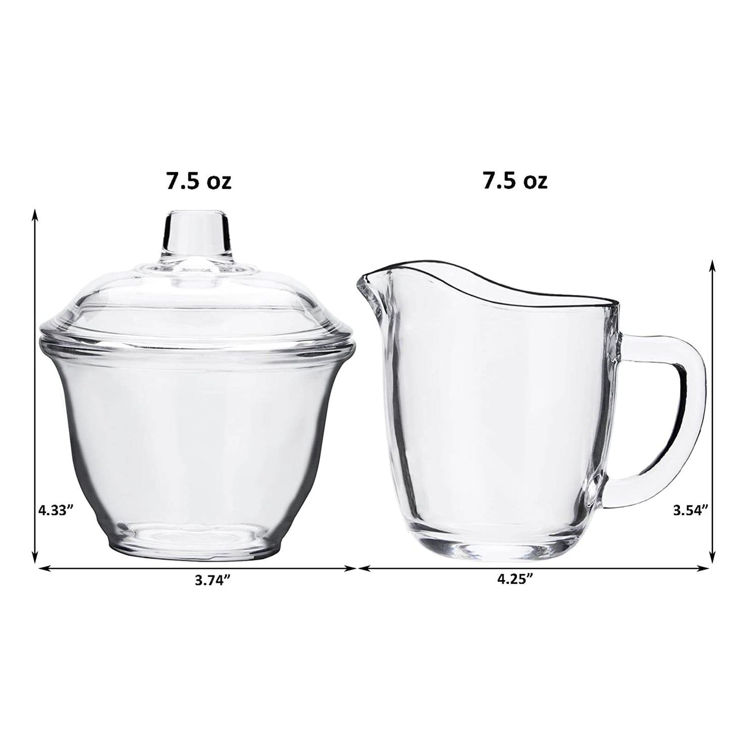 Nicunom Glas Milch und Zucker Set, Transparent Zuckerdose mit Deckel, Tee- oder Kaffeeservice-Set mit Sahnekännchen, 200 ml