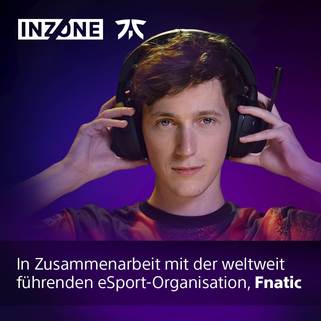 Sony INZONE H5 - Wireless Gaming Headset, 360 Spatial Sound für Gaming, komfortabler Sitz, 28 Std. Akkulaufzeit, geringe Latenz, Mikrofon mit AI, PC & PS5 kompatibel - Schwarz