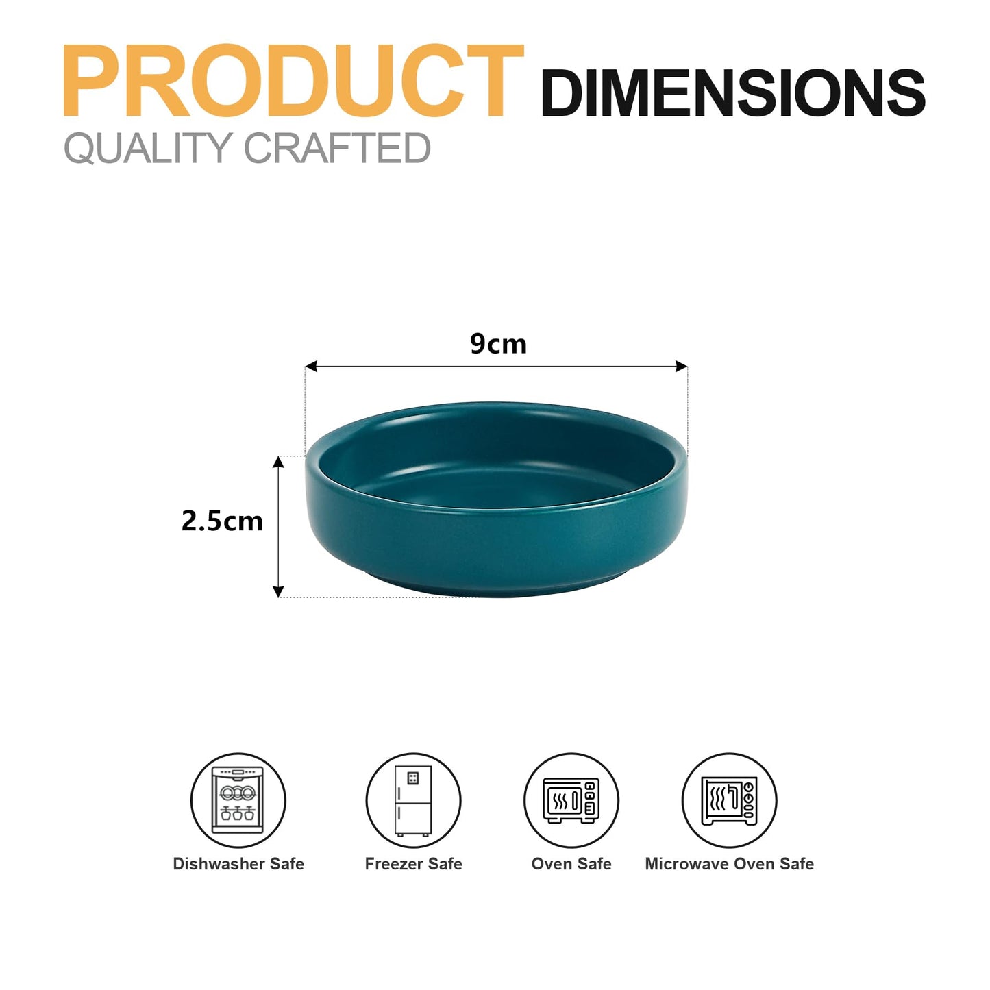 Swuut Keramik Sojasosenschale,9cm Dipping Schalen 6er Set, kleine Vorspeisen Pinch Dip Schüssel für Beilagen, Sushi, Ketschup, BBQ (Grün)