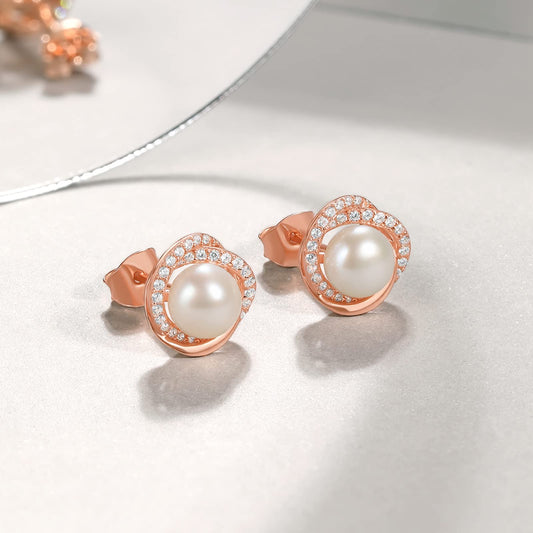 ZHOU LIU FU Perlen Ohrringe Silber Ohrringe Damen 925 Nickelfreie Perlenohrringe Gold Hochzeit Ohrringe Pink Klein Vergoldete Ohrringe Süßwasserperlen Ohrringe Groß