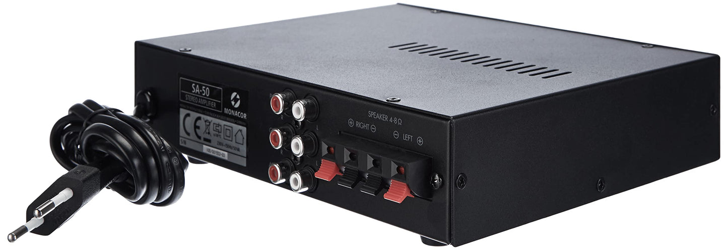 MONACOR SA-50 Kompakter Universal Stereo-Verstärker schwarz, 254620