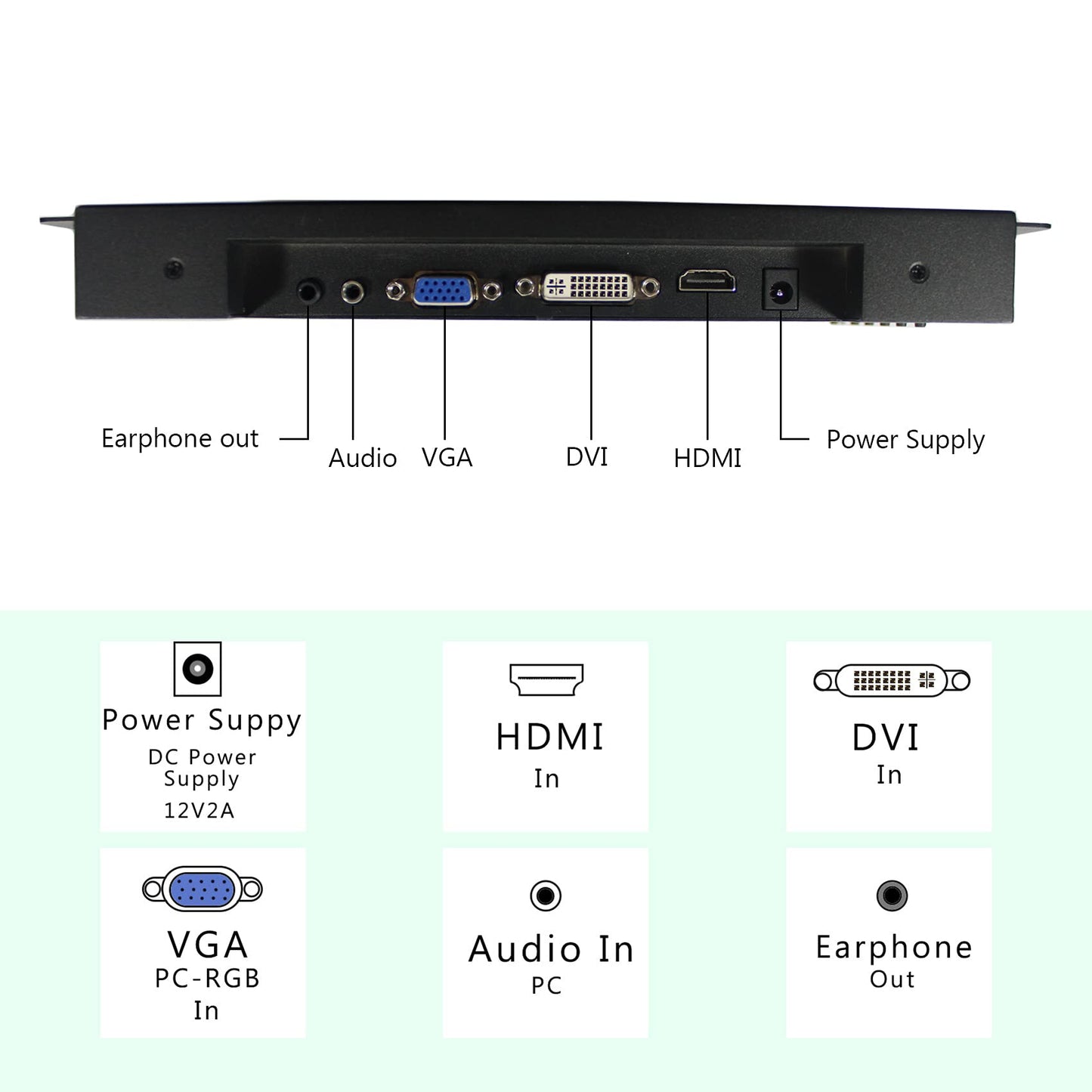 VSDISPLAY Portable Industrial Monitor mit Lautsprecher, 30,7 cm (12,1 Zoll) 800x600 4:3 700nit TFT LCD Screen mit HDMI DVI VGA Schnittstelle