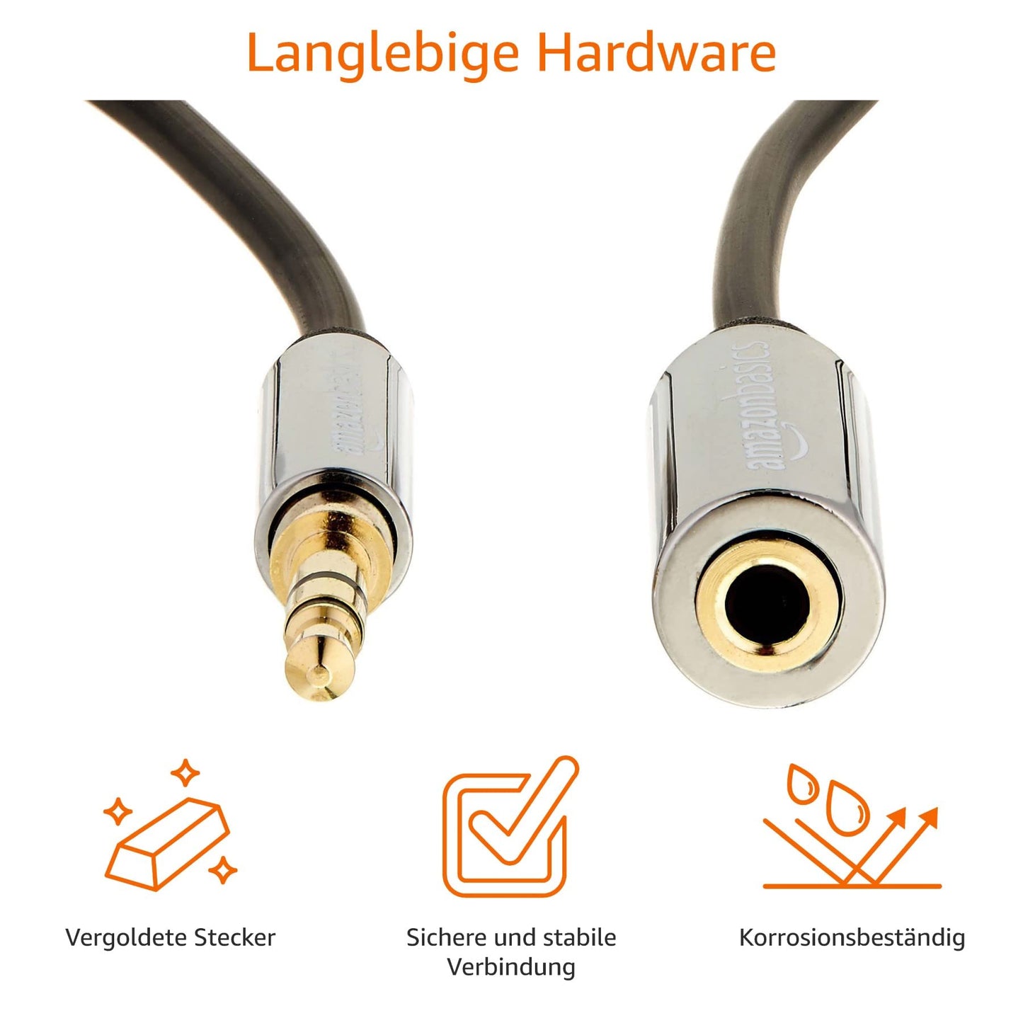 Amazon Basics Stereo Auxiliary Audio-Verlängerungskabel für Männer/Frauen, 3,5 mm, 3.6 m, Schwarz/Grau