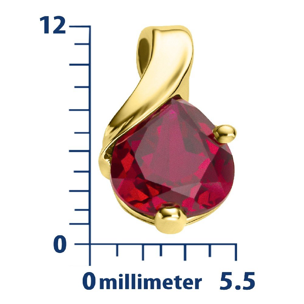 MIORE – Gold Kette Damen mit 0.85 Ct Rubin in Tropfen-Form – filigrane Halskette aus 9 Karat Gelbgold (375) mit rotem Edelstein Anhänger – Goldkette mit Schmuckbox zum Verschenken (45 cm)