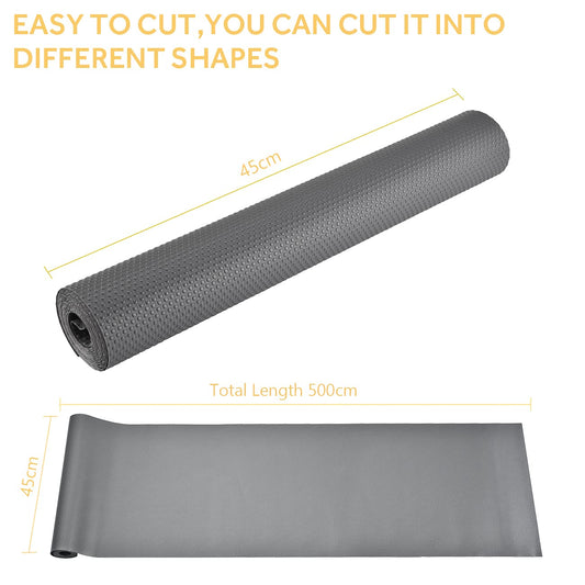 Eluckin Schubladenmatte rutschfeste 45x500cm Schubladenauskleidung Nicht klebende Eva Wasserdichtem Antirutschmatte für Regale Schränke Schubladen Kühlschranke Hause Büro, freier Schnitt, Grau