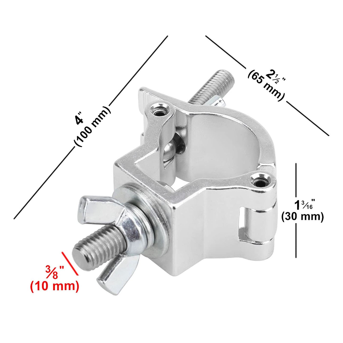 TSSS 10 Stk Mini Alulegierung Haken Traversen Last tragen 75 KG/ 165 lB für Par Scheinwerfer Bühnenbeleuchtung Partylicht Beleuchtung Zubehör,Fit Rohr 32-35mm,Gewindebolzen DIA 9.6mm