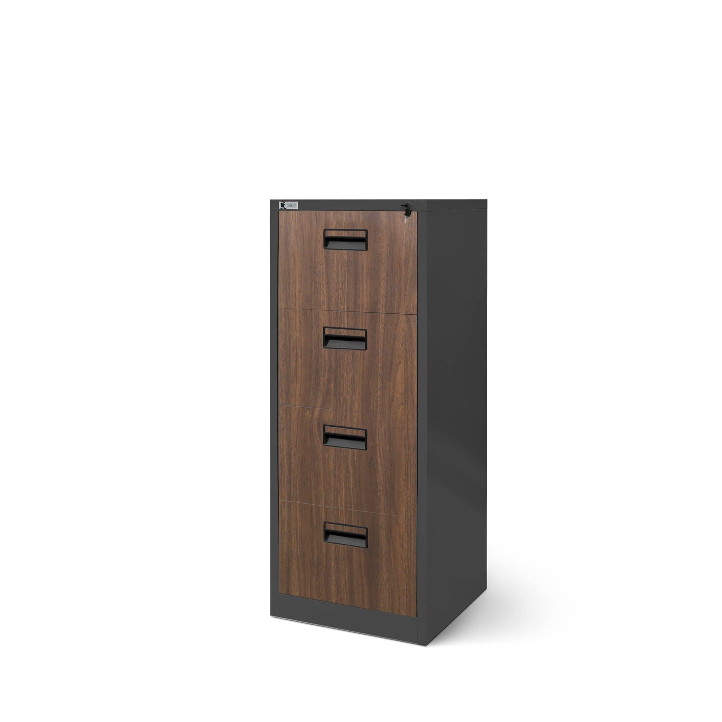 Jan Nowak Hängeregistraturschrank V004A Hängemappenschrank Hängeregisterschrank Aktenschrank mit 4 Schubladen Pulverbeschichtung Stahlblech 132 cm x 46 cm x 62 cm (H x B x T) (Anthrazit/Holzoptik)