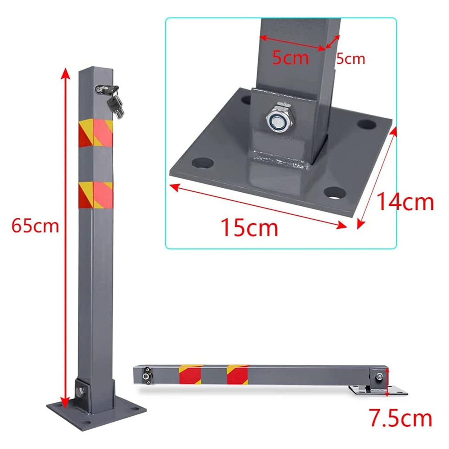 A,2pcs, Parkpfosten Absperrpfosten Mit Schlüssel Klappbar Parkplatzsperre Parkplatzsperren Hohe Sichtbarkeit Robust Standfuß Sperrpfosten Set Abnehmbarer Sicherheitspfosten