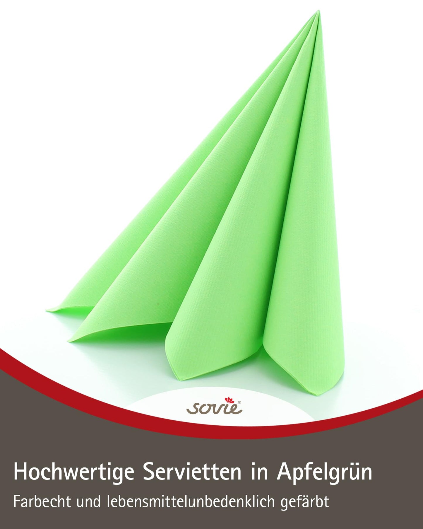 Sovie Linclass Airlaid Servietten Apfelgrün 50 Stück - hochwertige Einwegservietten 40 x 40 cm - Reißfest, Saugstark & Formstabil - ideal für Hochzeit & Partys