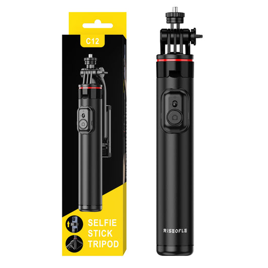 RISEOFLE Selfie Stick Stativ, 360° Drehbares, 130cm Aluminium Ausziehbares Smartphone Stativ, Handy Stativ mit Fernauslöser für iPhone/Samsung Android