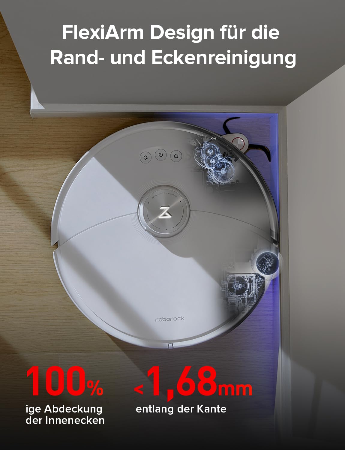 roborock S8 MaxV Ultra Saugroboter mit Wischfunktion&Hebarem Wischmopp, Umfangreiche Reinigung Durch die ausfahrbaren Seitenbürste, 10.000 Pa, 60 °C Heißwasser-Moppwäsche, All-in-One-Dock