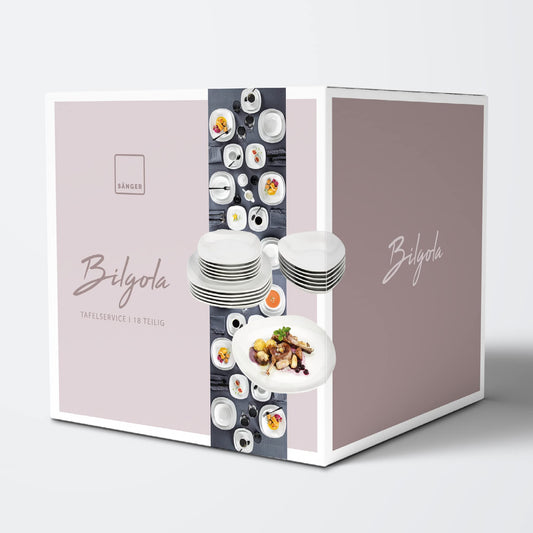 SÄNGER | Tafelservice Bilgola Weiß, 18-teiliges Geschirrset für 6 Personen mit Suppen-, Dessert-, & flachen Tellern aus Porzellan | PREMIUM COLLECTION