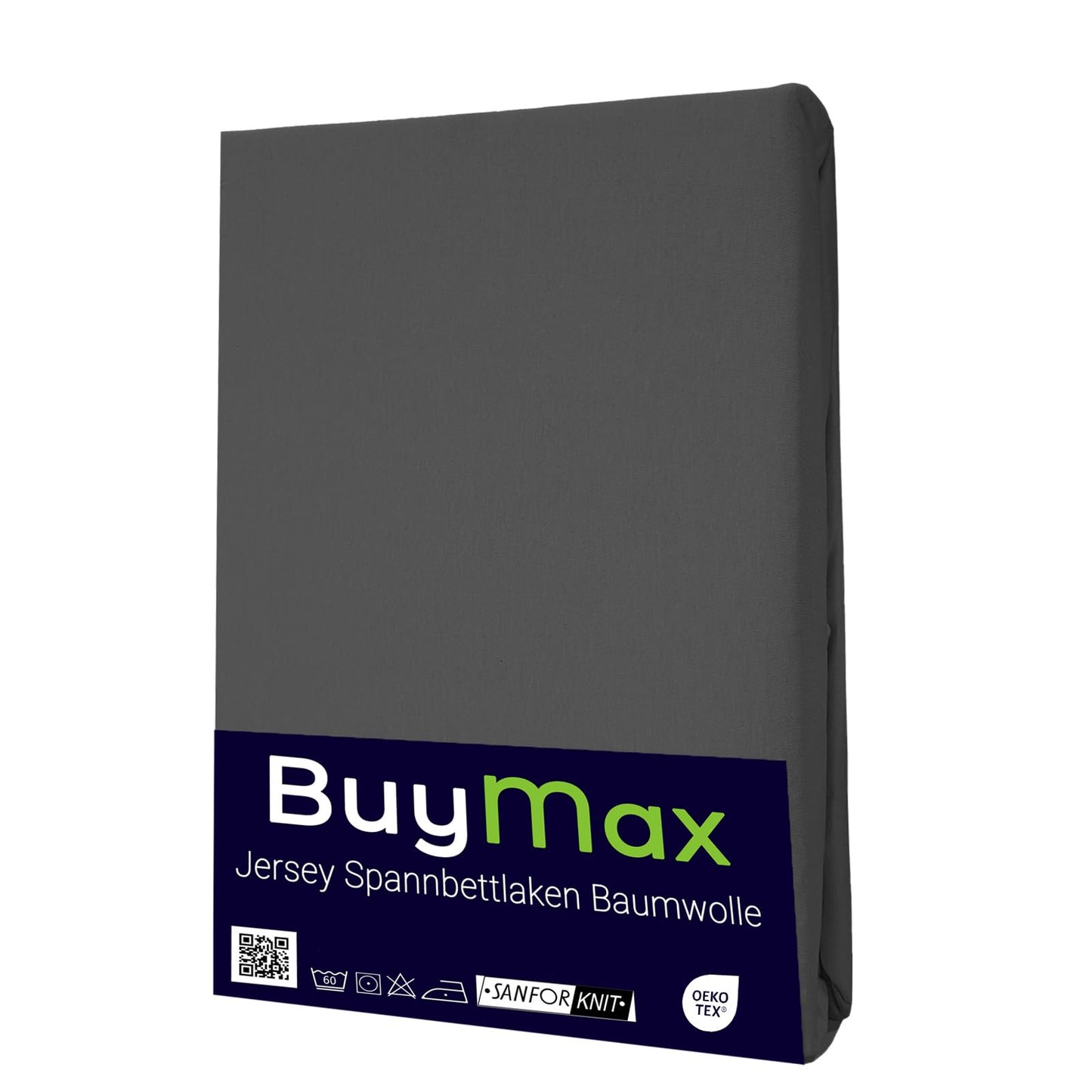 Buymax® Spannbettlaken 140x200cm Baumwolle 100% Spannbetttuch Bettlaken Jersey, Matratzenhöhe bis 25 cm, Farbe Anthrazit ÖKO TEX Standard