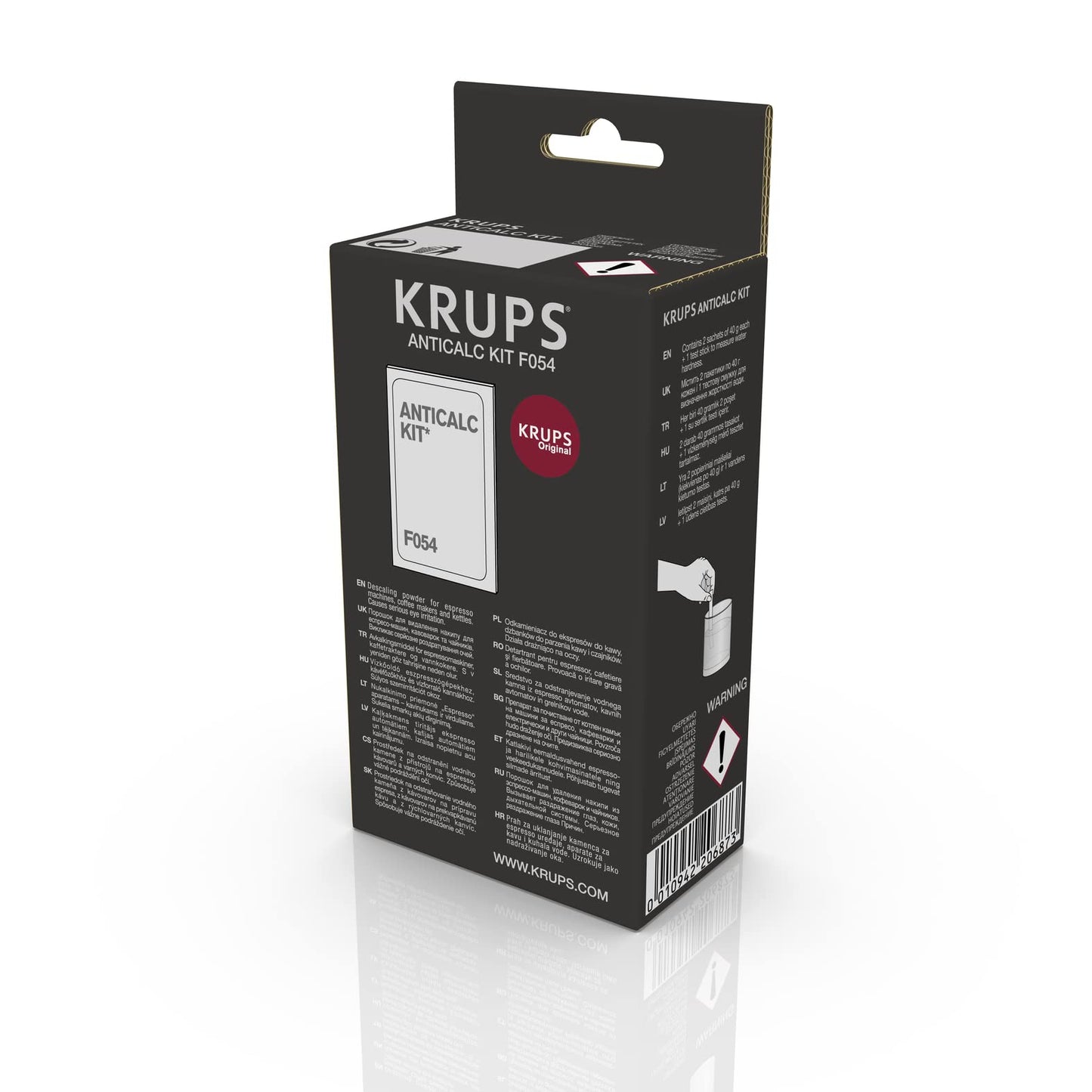 Krups Original Entkalker F054 - Entkalker für Kaffeemaschinen & Kaffeevollautomaten, Universal Kalklöser für optimale Pflege, 2 Entkalkungsbeutel für 2 Anwendungen