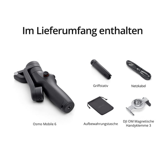 DJI Osmo Mobile 6 Gimbal-Stabilisator für iPhone Android, 3-Achsen-Handy-Gimbal, integrierter Verlängerungsstab, Objektverfolgung, tragbar und faltbar, Vlogging-Stabilisator, YouTube TikTok