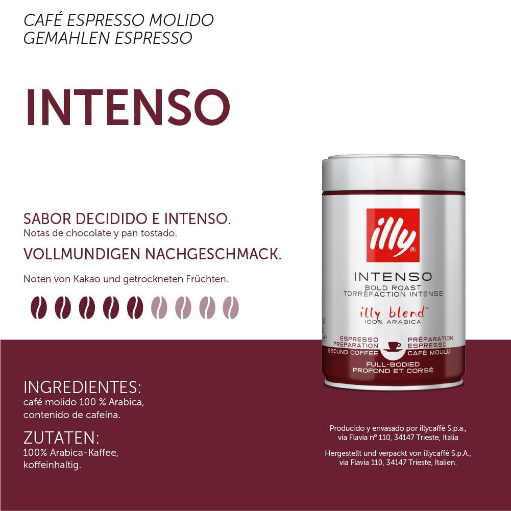 illy Kaffee, Gemahlener Espresso Intenso, intensive Röstung - 1 Dose zu 250 g