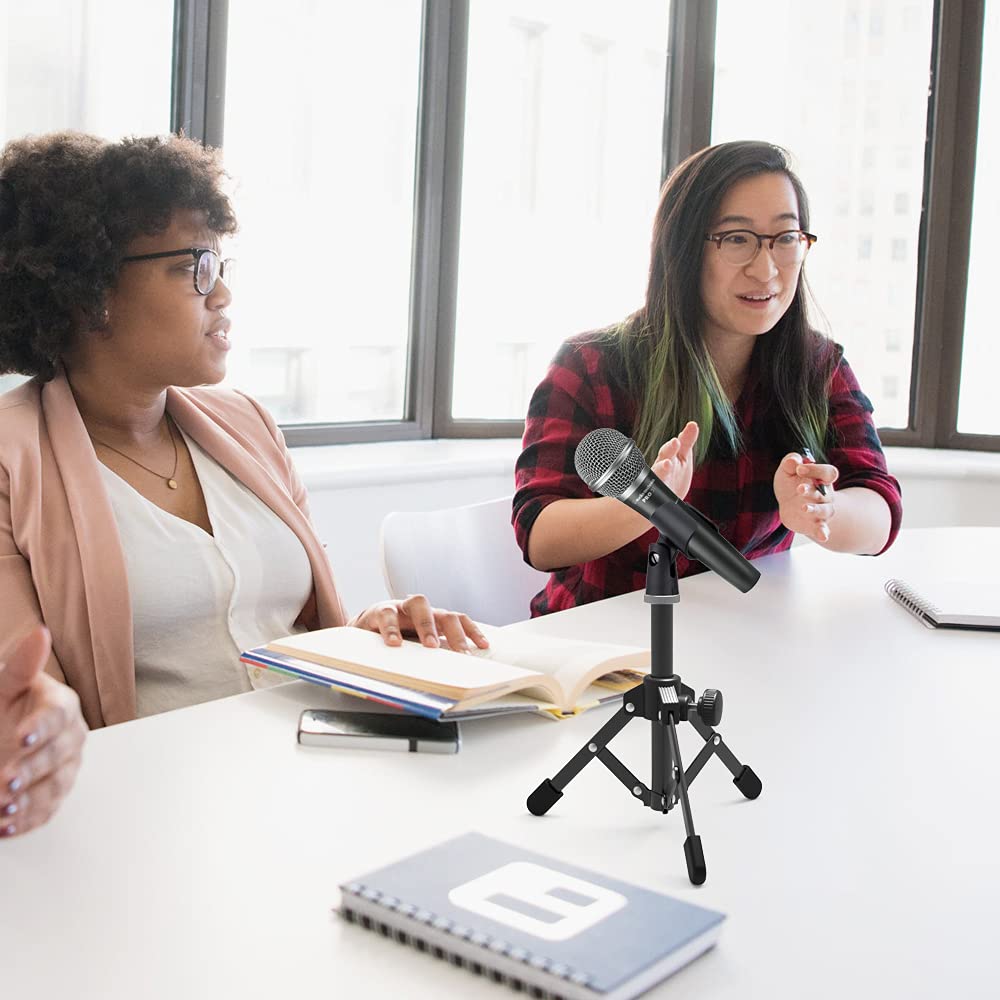 Getaria Mikrofon Ständer, 3 in 1 Multifunktions Mikrofonständer, Tisch Mic Ständer mit 180° Verstellbarer Klammer, 5/8-Zoll-Stecker auf 3/8-Zoll-Buchse, Metall-Adapter