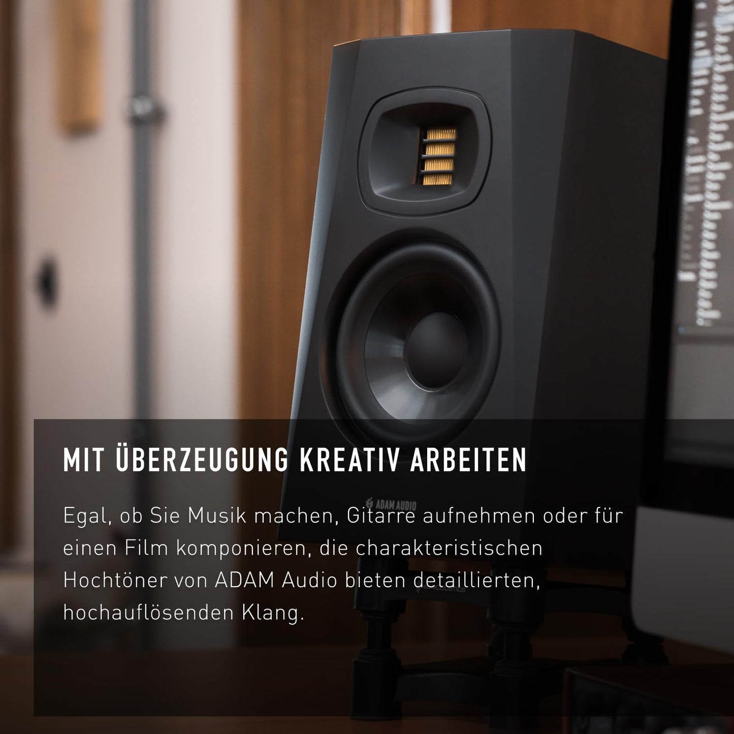 ADAM Audio T5V Studiomonitor für Aufnahmen, Mischungen und Mastering in Studioqualität, Schwarz