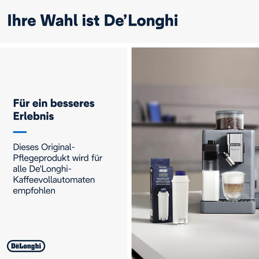 De'Longhi Original Wasserfilter DLSC002 - Zubehör für De'Longhi Kaffeevollautomaten mit Wasserfilter,Pflege und Schutz der Maschine,optimiert die Kaffeequalität und schützt vor Kalk,0.5 L,Weiß,1 Pack