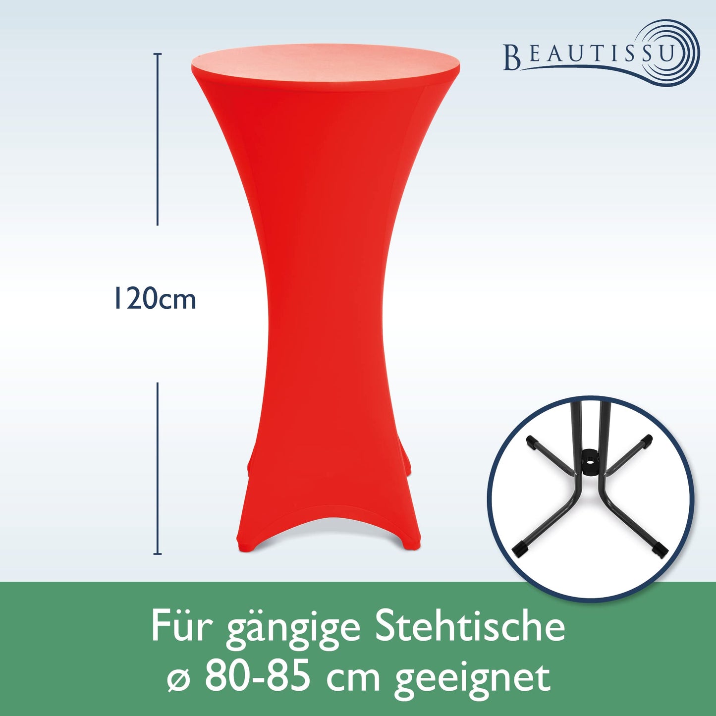 Beautissu 2er Set Stretch Stehtisch Hussen 80cm Rot – Waschbar Bügelfrei Stehtisch Hussen für Stehtische Stehtischhussen rutschfest Verstärkung Fußbereich Tischhusse Tischdecke Stehtisch – Stella