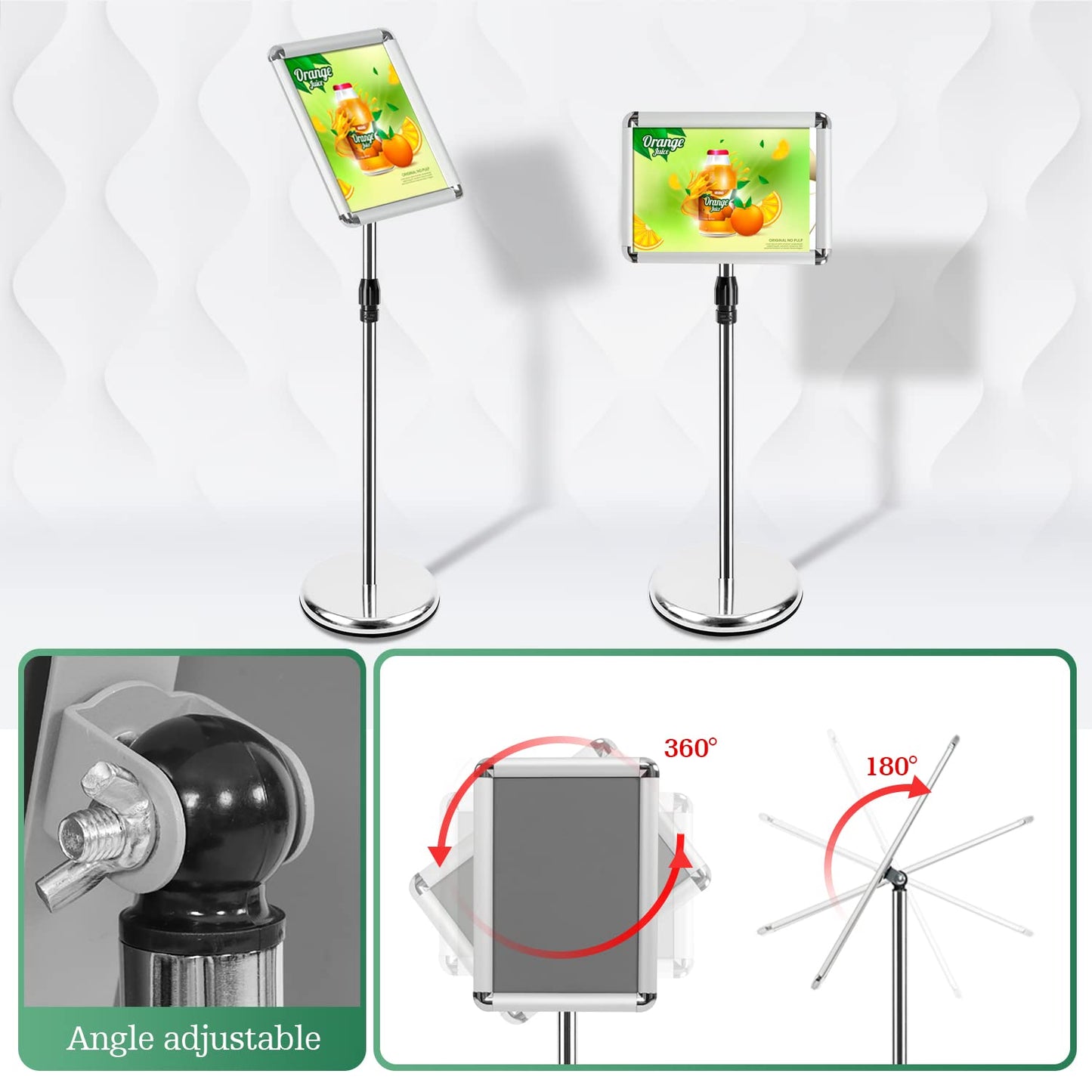 Mutualsign 6Pack Infoständer DIN A4 Höhenverstellbar Kundenstopper Outdoor Aluminium Plakatständer Werbeaufsteller Präsentationsständer für Menu/Hochzeit/Show/Display/Werbung/Verkauf (Silber)