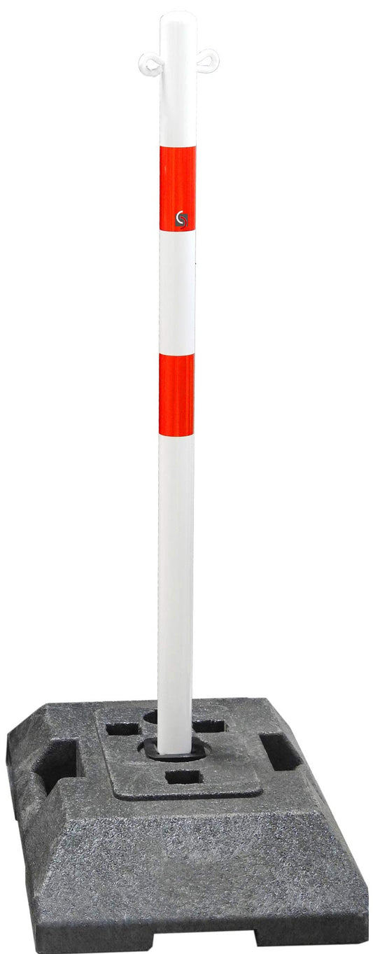 ES-Team UvV Kettenständer robuste Absperrpfosten mit roter Reflexstreifen 18 kg Standfestigkeit verschiedene Sets (2er Set)