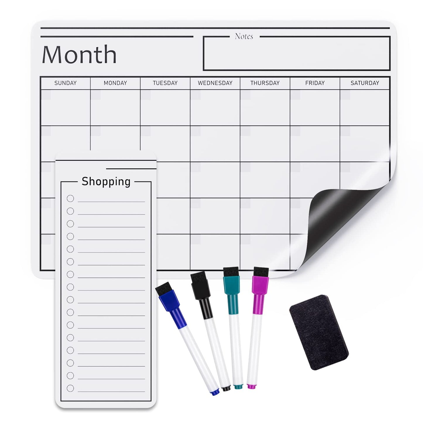 Amazon Basics Magnetische, trocken abwischbare WhiteboardFolie, Kalender, 30,5 cm x 43,2 cm, Weiß