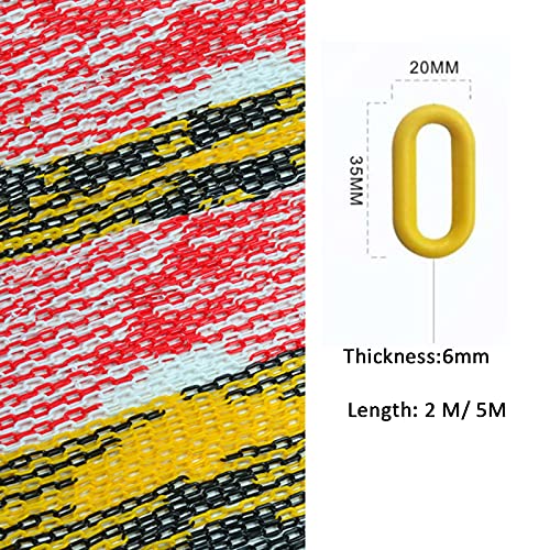 HATOOLHA® Kunststoff-Gliederkette, Kunststoff-Sicherheitskette, Absperrung, Straßenwarnblock, Verkehrssperre, Kette mit 2 S-Haken (2 m, Schwarz)