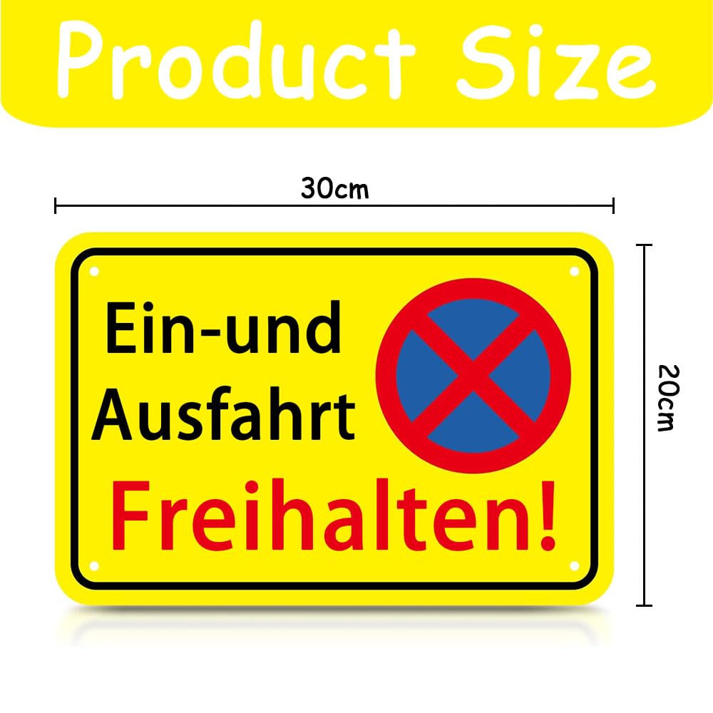 Einfahrt Ausfahrt Freihalten Schilder Metall Aluminium, 30X20 cm,Parken Verboten Schild Eingang Freihalten Auch Gegenüber, Warnschilder Verbotsschilder Zufahrt Freihalten