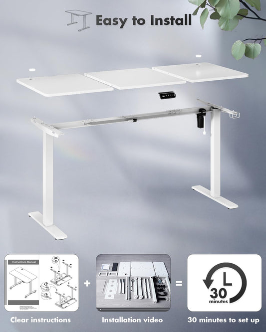 JUMMICO Höhenverstellbarer Schreibtisch mit USB-Ladeanschluss,Schreibtisch Höhenverstellbar Elektrisch, Steh-Sitz Tisch Stehpult Verstellbarer Computertisch,Standing Desk,120 x 60 cm, Weiß
