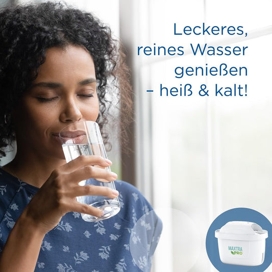 BRITA Glas Wasserfilter-Kanne hellblau (2,5l) inkl. 3x MAXTRA PRO All-in-1 Kartusche – Premium Design Kanne aus Glas, robust & leicht / reduziert Kalk, Chlor, Metalle wie Blei & Kupfer
