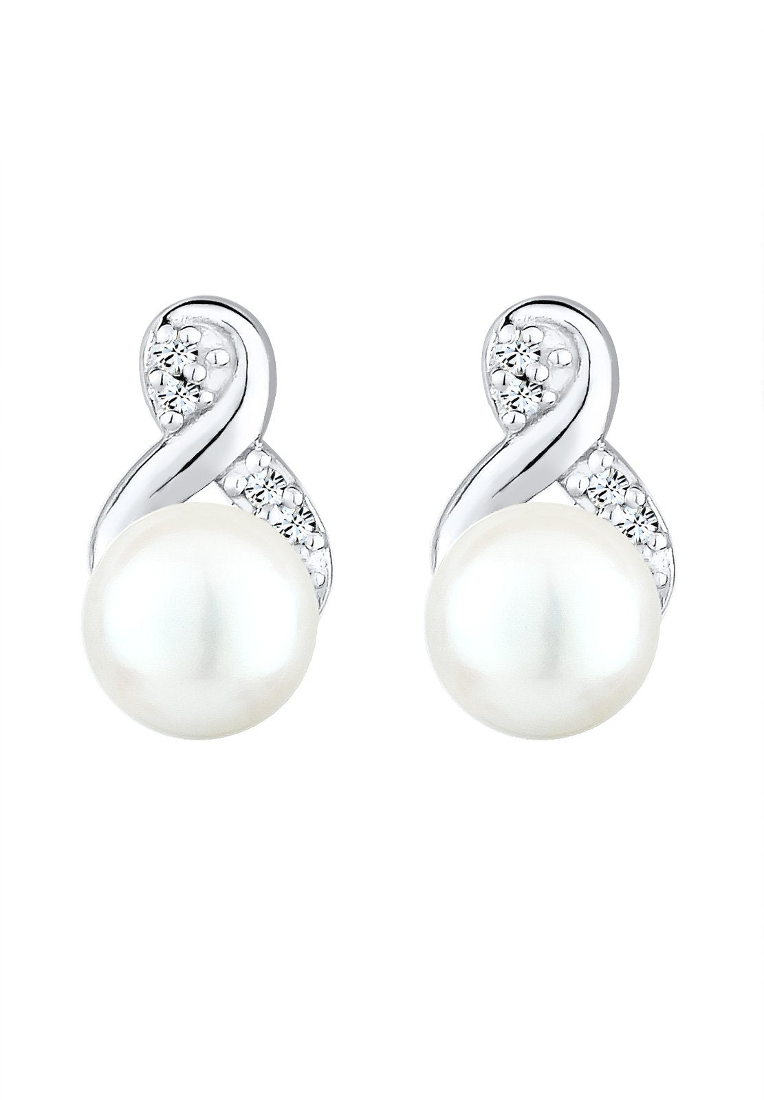 Elli Ohrringe Damen Ohrstecker Infinity Elegant mit Süßwasserzuchtperle und Kristallen in 925 Sterling Silber